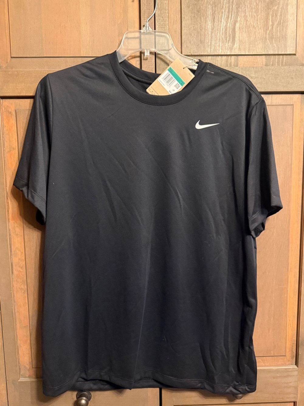 Nike Black Men's Short Sleeve Athletic Tee with White Swoosh
